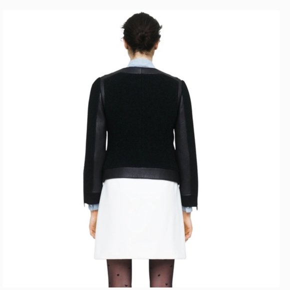 Club Monaco bouclé and leather jacket. Size 4 - Picture 2 of 8